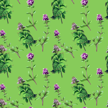 Hand drawn seamless pattern for textile. Jointless tiles with herbals. Simple design for wrapping. Multicolored medicinal herbs illustration. Pharmacy collection for Package designの写真素材
