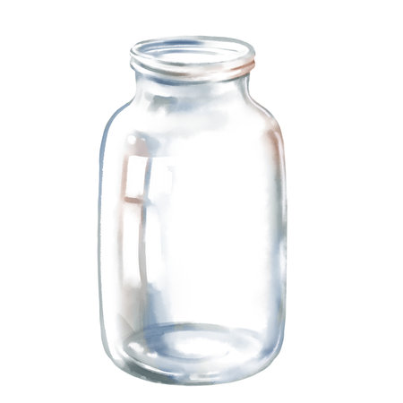 hand-drawn ordinary glass jar, transparent glass jar, food container, can for canningの写真素材