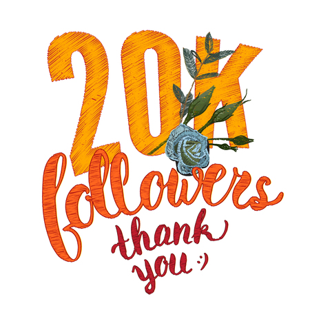 Vector Thank you 20K followers card. Thanks design template for network friends and followers. Image for Social Networks. Web user celebrates subscribers and followers. Twenty thousand followers.のイラスト素材