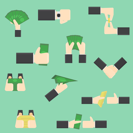 isolate illustration of hands with moneysのイラスト素材