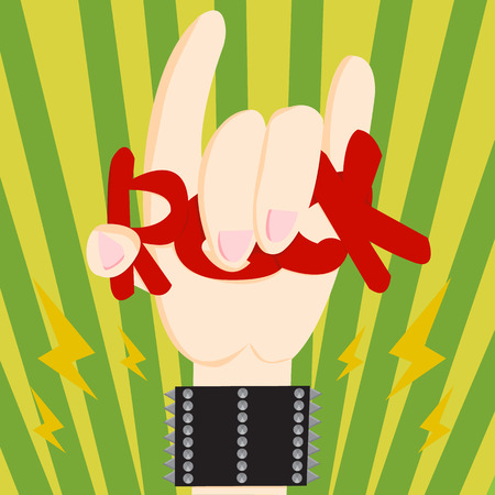 Hand in rock n roll sign, vector illustrationのイラスト素材