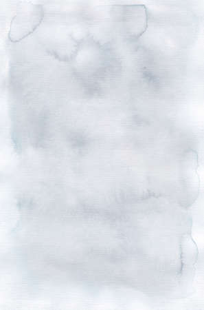 Light blue watercolour with paper texture on white background. Abstract backdrop. Paint smudges.の写真素材