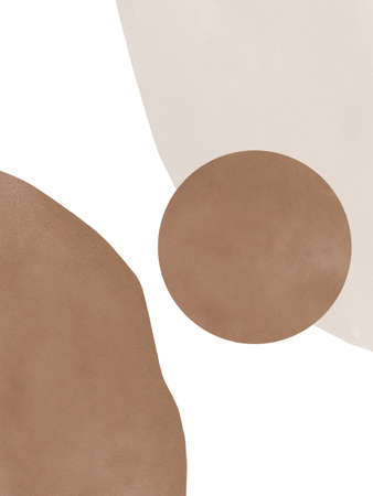 Abstract contemporary aesthetic background. Mid century modern minimalist print. Neutral art. Organic shape. Hand painted watercolour illustrations for postcard or brochure cover design.の写真素材