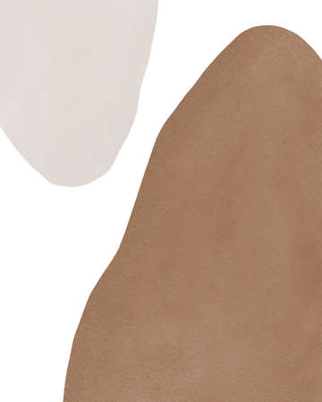 Modern abstract art of brown and beige shapes on whiteの写真素材