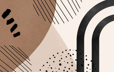 Mid-century Modern pattern image. Aesthetic background with abstract and geometric shapes.の写真素材