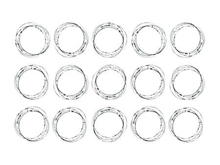 Black painted rounds. Monochrome geometric shape set on white. Watercolour abstraction illustration.の写真素材