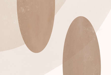 Abstract Aesthetic neutral background. Watercolor Beige ellipse shapes on white background for social media, website.の写真素材