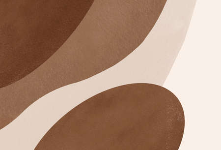 Mid Century Modern print. Watercolour illustration. Abstract, modern, bohemian terracotta aesthetic background.の写真素材