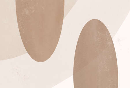 Abstract neutral shapes. Beige pastel watercolor background for a social media, websites.の写真素材