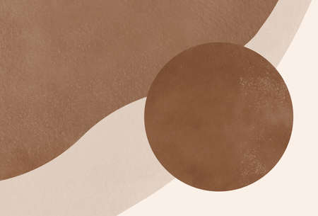 Abstract, modern beige aesthetic Mid Century Modern background. Watercolour illustration.の写真素材