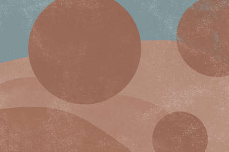 Terracotta Blue Abstract background with organic shapes. Aesthetic pattern image and banner design.の写真素材