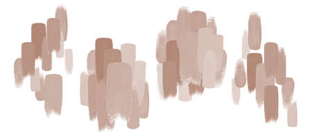 Hand drawn nude color strokes of the paint brush group isolated on a white background.の写真素材