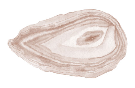 Agate Stone slice Gemstone. Watercolor illustration isolated on white background. Watercolour Art.の写真素材