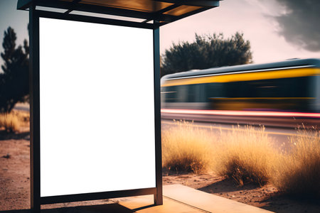 Empty Outdoor Advertising billboard mockup at bus stop, Empty advertisement place for marketing banner or posters, Bus stop billboard mockup, generative aiの素材