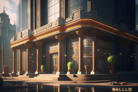 Bitcoin city background with elegant exterior, bitcoin city concept, generative aiの素材