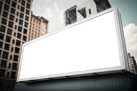 Blank white billboard on city street. Mock up, 3D Renderingの素材