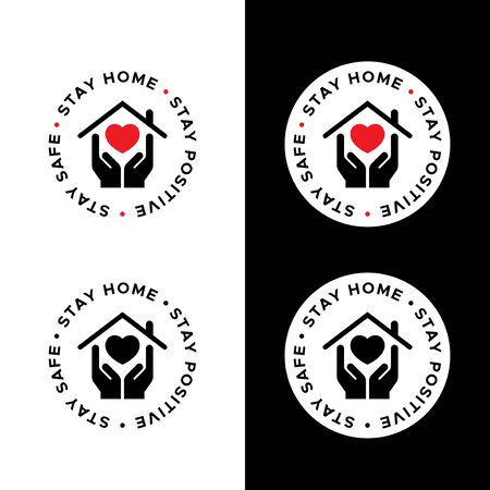 Stay home. Stay safe. Stay Positive. Let's stay home flat vector icon for apps and websites.のイラスト素材