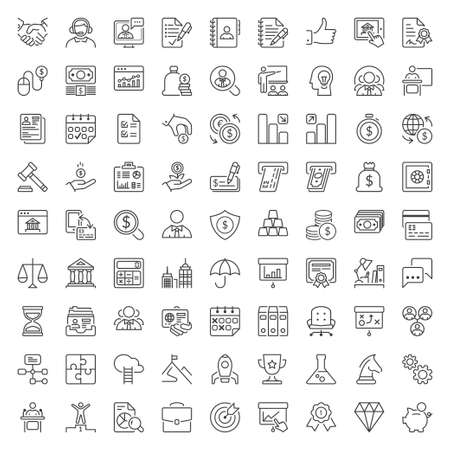 Thin line icons set. Flat symbols about business and finance Thin line icons set. Flat symbols about business and finance