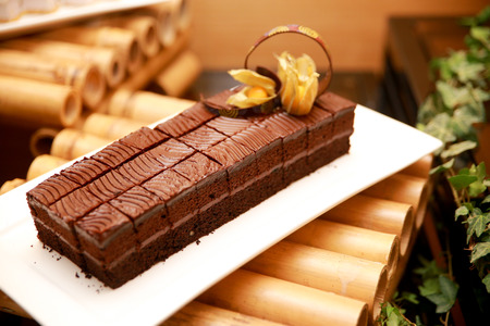 Slice of brown cakesの写真素材