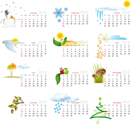Vector Calendar for 2010 with graphic elementsのイラスト素材