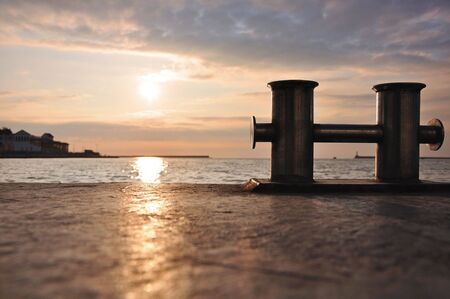 Sunset on a mooringの写真素材