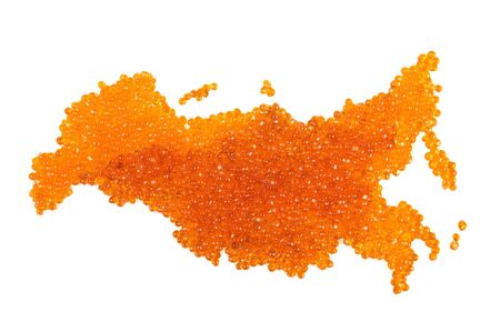 isolated red caviar lined in the form of Russiaの写真素材