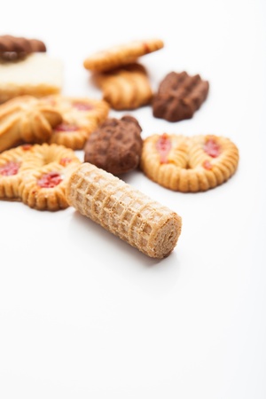 different cookies on white backgroundの写真素材