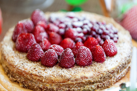 Freshly baked homemade strawberry pie cut into piecesの写真素材