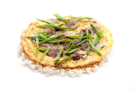 A popular Japanese cooking on a white backgroundの写真素材