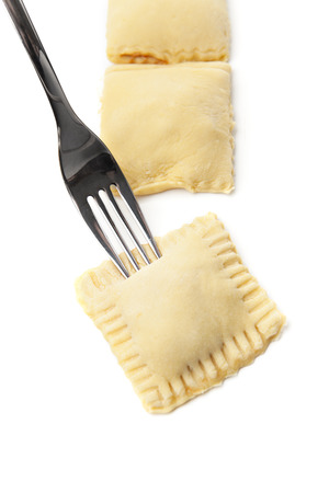 Ravioli, italian food, handmade on a white backgroundの写真素材