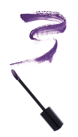 purple stroke of lipstick on a white backgroundの写真素材