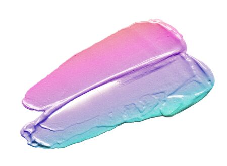 Collection of gradient smear of paint or cream in trendy color on a white background