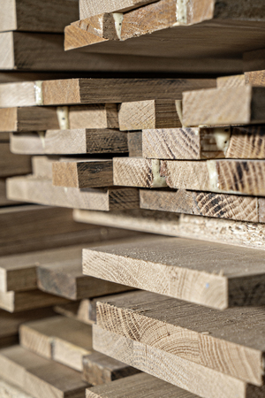 Pile of lumber ready to be used in a construction
