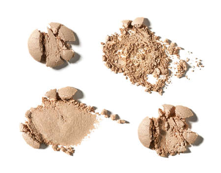 Cosmetic products smear paint of crushed cosmetic on a white background