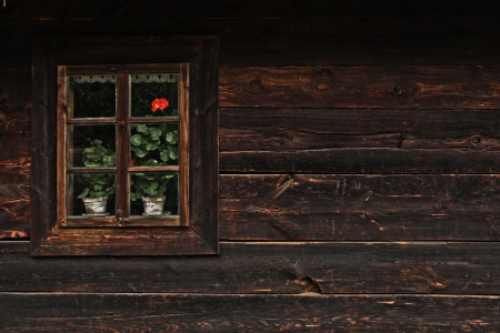 window in an old farm houseの写真素材