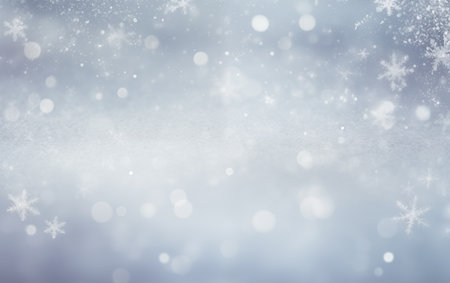 Winter background with snowflakes, bokeh lights and starsの素材