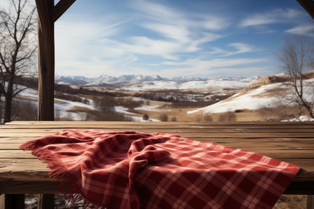 Table Top And Blur Nature of the Background. Ready for Your Designの素材