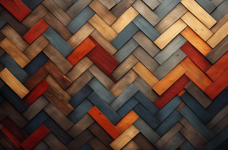 Wooden texture background with red, blue, brown and black stripesの素材