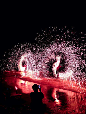 Fire show on samed island thailandの素材