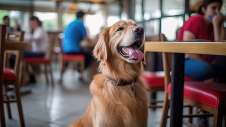 A golden retriever puppy is playing in the grass. The puppy is running around and having fun. The puppy is full of energy and is enjoying the sunshine. The puppy is a beautiful golden color and has a soft, fluffy coat. The puppy is a perfect addition to any family and would make a great pet.smile face , Ai Genneratedの素材