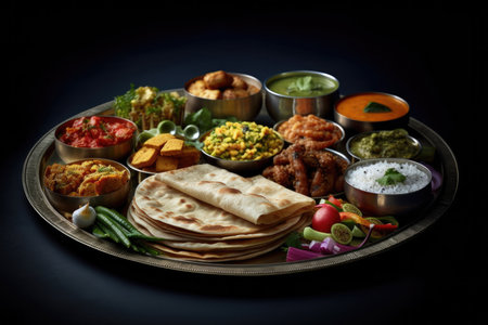 This enticing image showcases a homemade Indian thali, a wholesome and flavorful platter filled with a variety of traditional dishes. Prepared with love and care, this Indian thali represents the essence of home cooking and showcases the richness of Indian culinary heritage. From aromatic curries to fragrant rice, from crispy papadums to refreshing chutneys, each element on the thali offers a burst of flavors and textures. This image captures the warmth and comfort of Indian home-cooked meals and invites viewers to indulge in the authentic taste of Indiaの素材