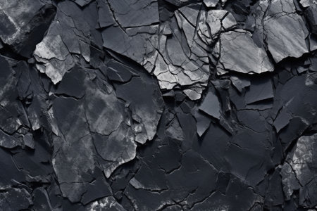 Dive into the rugged beauty of natural rock formations with this captivating image showcasing a volumetric rock texture with cracks. The black stone background exudes a sense of strength and resilience, creating a visually striking composition. The copy space provides ample room for your design elements, making it perfect for a wide banner or any creative project that requires a bold and textured backdrop. Explore the raw beauty of nature and incorporate the rugged charm of rock textures into your designsの素材