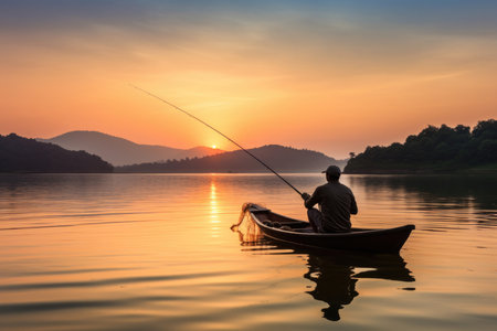 This captivating image portrays a dedicated fisherman engaged in the timeless pursuit of fishing. The composition captures the essence of the fishing experience, as the fisherman stands with focus and determination, casting his line into the water. The image reflects the tranquility of the surroundings, the anticipation of a potential catch, and the harmony between man and the vast expanse of the sea. Witness the artistry and skill of the fisherman as he navigates the elements, embracing the challenges and rewards that come with this age-old traditionの素材