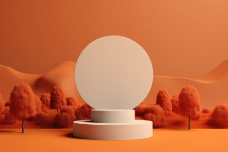 Experience the perfect blend of elegance and simplicity with this minimal podium mockup. The clean and sleek design of the podium stands gracefully against a backdrop of autumnal beauty. The warm and earthy tones of the season create a captivating atmosphere, complementing the minimalist aesthetic of the setup. This composition is ideal for showcasing presentations, product displays, or any creative project that embraces the allure of simplicity. Capture attention and make a statement with this refined mockup on an autumn backgroundの素材