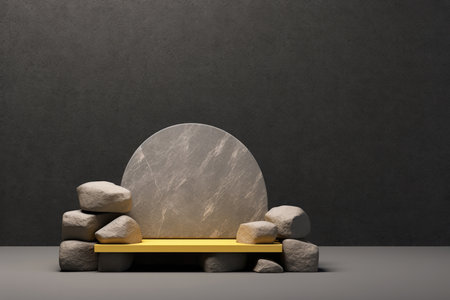Experience the perfect blend of elegance and simplicity with this captivating minimal podium mockup. The clean and sleek design of the podium stands gracefully against a textured stones background, adding a touch of natural beauty to the composition. The neutral tones and rugged texture create a visually appealing contrast that highlights the minimalist aesthetic. This versatile mockup is ideal for showcasing presentations, product displays, or any creative project that aims to make a statement through simplicity. Capture attention and evoke a sense of timeless elegance with this refined mockup on a stones backgroundの素材