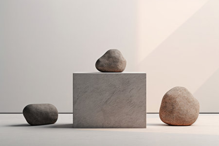 Experience the perfect blend of elegance and simplicity with this captivating minimal podium mockup. The clean and sleek design of the podium stands gracefully against a textured stones background, adding a touch of natural beauty to the composition. The neutral tones and rugged texture create a visually appealing contrast that highlights the minimalist aesthetic. This versatile mockup is ideal for showcasing presentations, product displays, or any creative project that aims to make a statement through simplicity. Capture attention and evoke a sense of timeless elegance with this refined mockup on a stones backgroundの素材