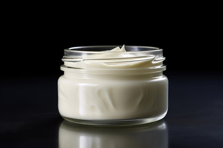 A close-up view that highlights the indulgence of a jar of cold cream. This image captures the soothing and hydrating properties of the cream, enticing the senses and promoting skincareの素材