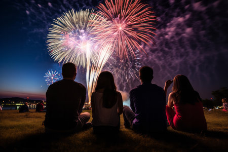 This captivating photo captures the magic of a colorful fireworks display illuminating the night sky, leaving spectators in absolute awe. The vibrant explosions of color create a mesmerizing spectacle that fills the sky with wonder and excitement. Perfect for celebrations, outdoor events, or any project that aims to capture the beauty and excitement of fireworksの素材
