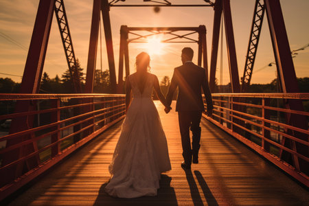 This heartwarming image captures the essence of a bride and groom on their wedding day, immersed in the joy of their celebration. The couple's love and happiness radiate as they embark on this beautiful journey together. Whether for wedding-themed designs, love stories, or joyful occasions, this image encapsulates the magic of a wedding dayの素材