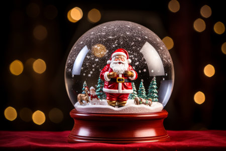 This captivating image features a realistic crystal ball with a Santa globe inside, set against a transparent background. The front view, studio lighting, and high contrast create a visually engaging composition with a balanced focus on the object. Perfect for holiday-themed designs, festive decorations, or any project that adds a touch of magic with a Santa globeの素材
